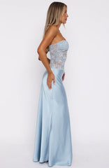 Fall In Love With You Strapless Maxi Dress Sky Blue